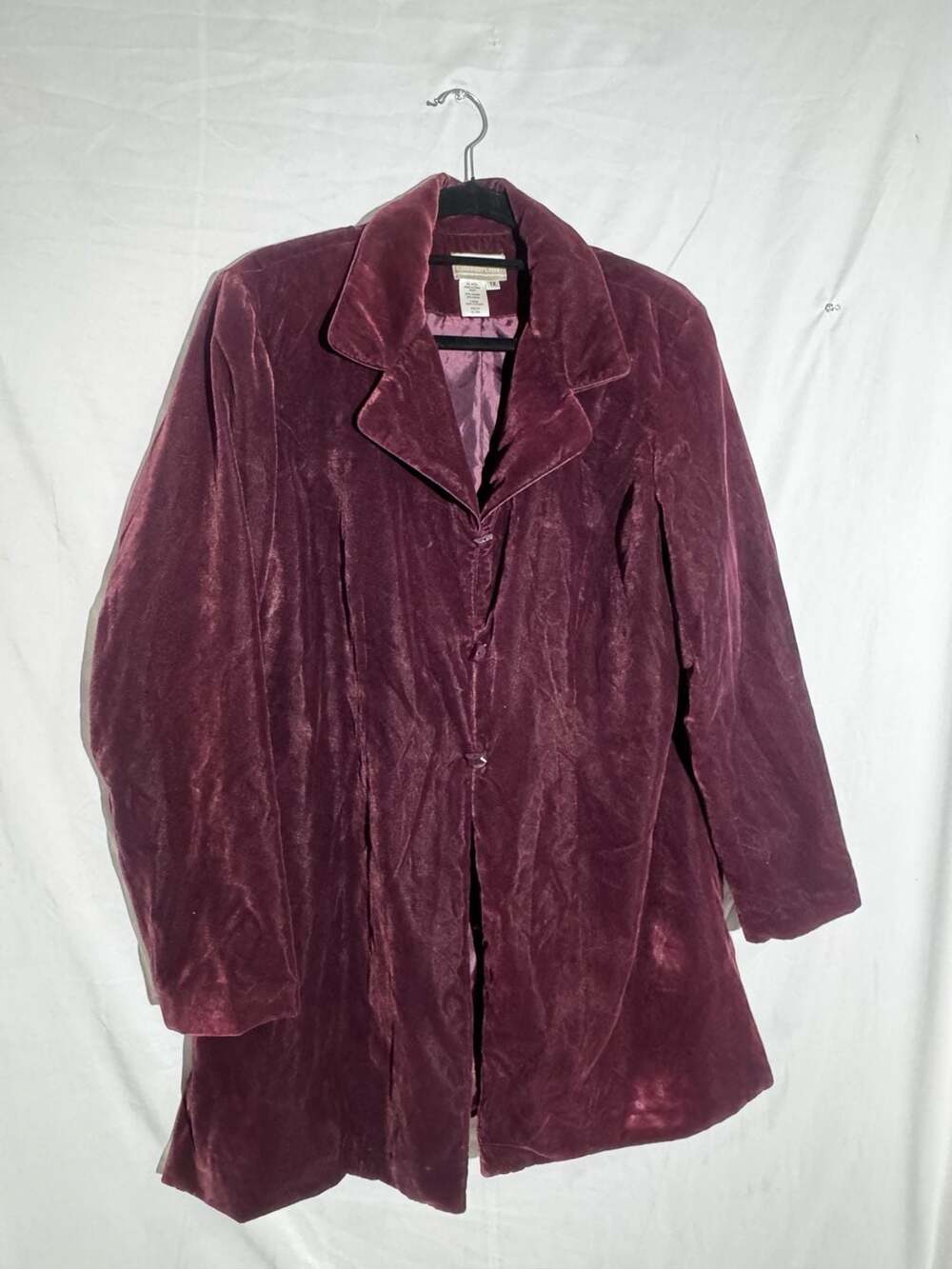Coldwater Creek Vintage Velvet Blazer Jacket Womens 1X Plum Purple Button Front